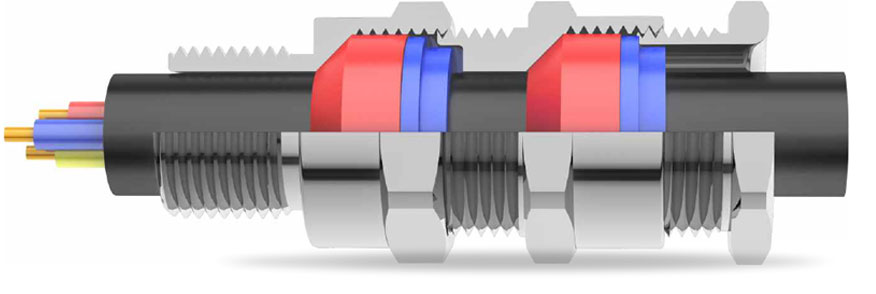 A2F DC Double Compression Cable Gland 3D Diagram