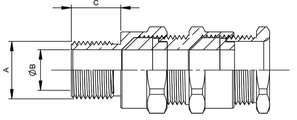 A2F DC Double Compression Cable Gland Diagram