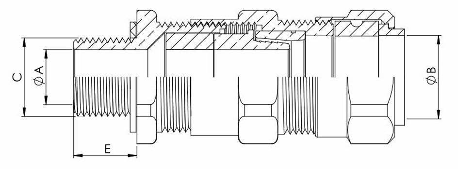 E1WEX Double Compression Cable Gland 2D Giagram
